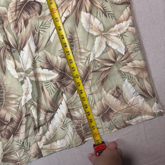 Pierre Cardin Hawaiian Shirt 3XLT Relaxed Fit Khaki Mens Short Sleeve Palm Leaf - Picture 5 of 5